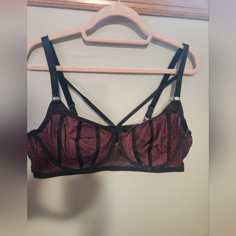 Torrid Black and Pink Mesh Bra